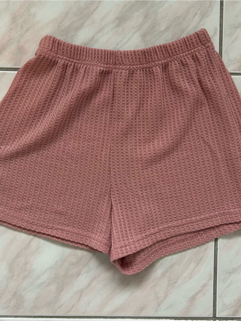 & Other Stories Dusty Rose Waffle Knit Athletic Shorts